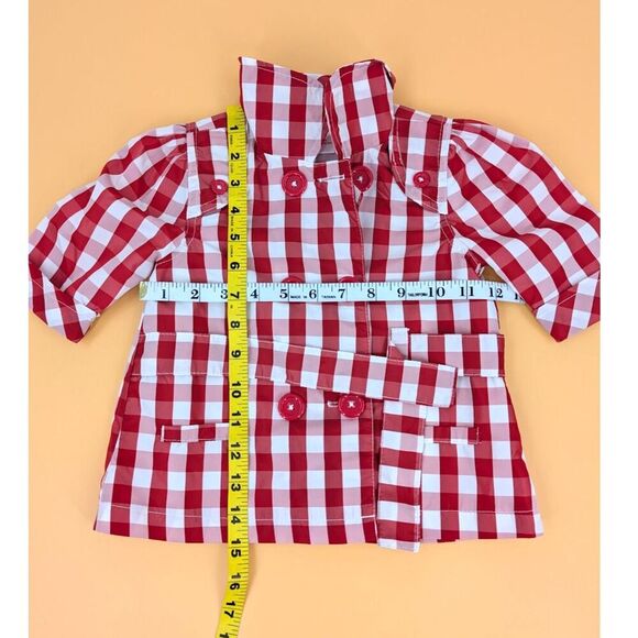 Little Lass Girls Jacket 24 M Red Gingham Lightweight Retro Style - Picture 8 of 8